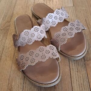 8.5 Tan Dress Sandals - Women's - Kensie - Floral Cut-outs